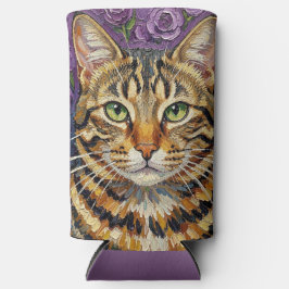 Feline & Floral | Süße künstlerische Katze Selters Dosenkühler