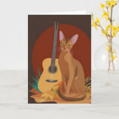 Feline & Folk Music Greeting Card Karte (Gelbe Blume)