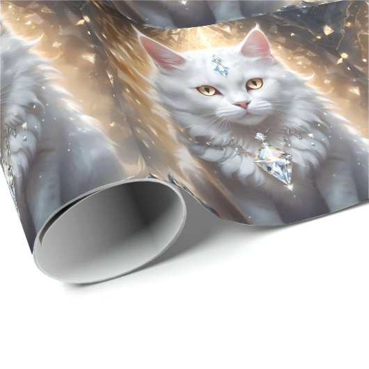 "Feline Fortune: The Diamond Dripped Diva" Geschenkpapier (Rolleneckpunkt)