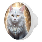 "Feline Fortune: The Diamond Dripped Diva" Keramikknauf (Rechts)