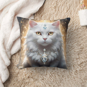 "Feline Fortune: The Diamond Dripped Diva" Kissen