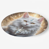 "Feline Fortune: The Diamond Dripped Diva" Pappteller (Schrägansicht)