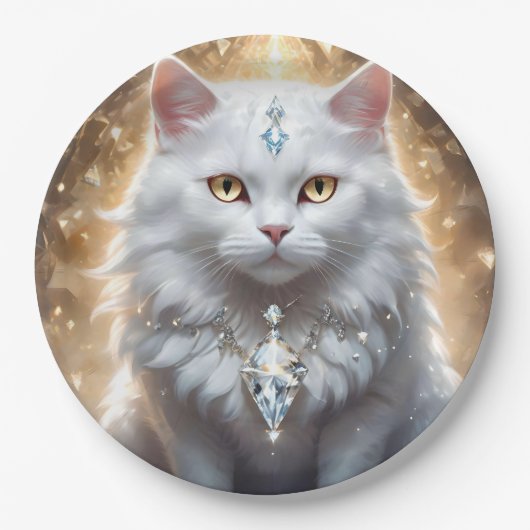 "Feline Fortune: The Diamond Dripped Diva" Pappteller (Vorderseite)