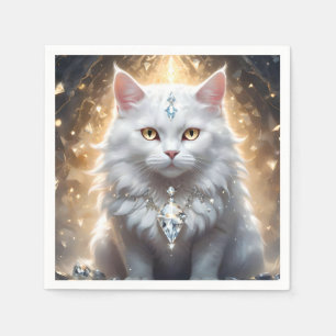 "Feline Fortune: The Diamond Dripped Diva" Serviette