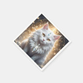 "Feline Fortune: The Diamond Dripped Diva" Serviette (Ecke)