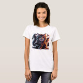 Feline Frenzy: Ein wilder Ausdruck von Katzen T-Shirt (Vorne ganz)