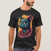 Feline Frenzy: Pop Art Cat T-Shirt (Vorderseite)