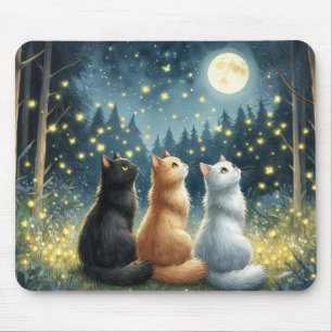 Feline Friends und der Mondlicht Mousepad