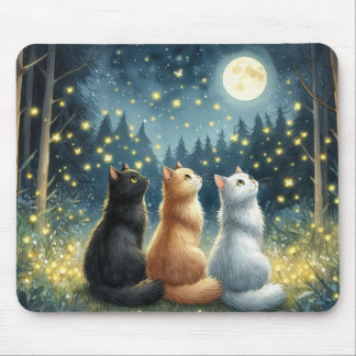 Feline Friends und der Mondlicht Mousepad
