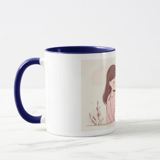 "Feline Friendship" Ceramic Mug - White with Blue  Tasse (Links)