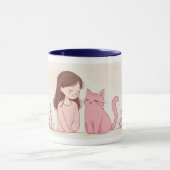 "Feline Friendship" Ceramic Mug - White with Blue  Tasse (Zentrum)