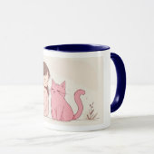 "Feline Friendship" Ceramic Mug - White with Blue  Tasse (VorderseiteRechts)