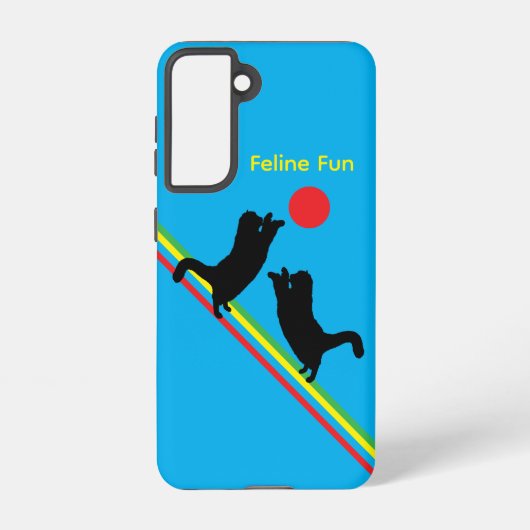 Feline Fun Black Cats Galaxy Case – Turquoise Samsung Galaxy Hülle (Rückseite)