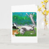 Feline Fun with Fireflies Card Karte (Gelbe Blume)