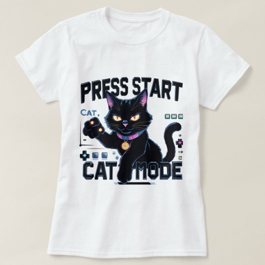 Feline Gamer | Niedliches Spieldesign T-Shirt (Design vorne)