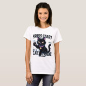 Feline Gamer | Niedliches Spieldesign T-Shirt (Vorne ganz)