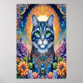 Feline Gaze: Die Smaragdfarbene Mit Augen Katze Poster (Vorne)