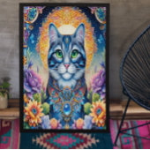 Feline Gaze: Die Smaragdfarbene Mit Augen Katze Poster