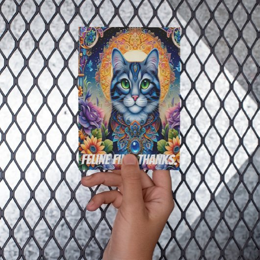 Feline Gaze: Die Smaragdfarbene Mit Augen Katze Postkarte