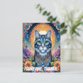 Feline Gaze: Die Smaragdfarbene Mit Augen Katze Postkarte (Stehend Vorderseite)