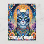 Feline Gaze: Die Smaragdfarbene Mit Augen Katze Postkarte (Vorderseite)