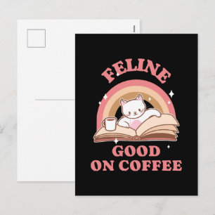 Feline Good auf Kaffee Feiertagspostkarte
