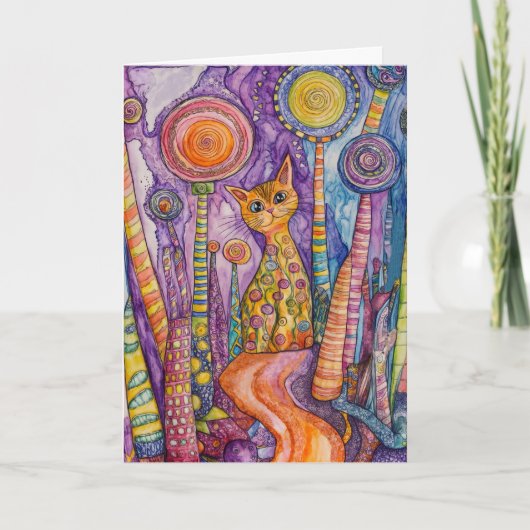 Feline Good Funky Cat Grußkarte Karte (Vorderseite)