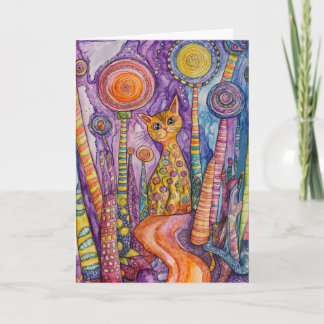 Feline Good Funky Cat Grußkarte Karte
