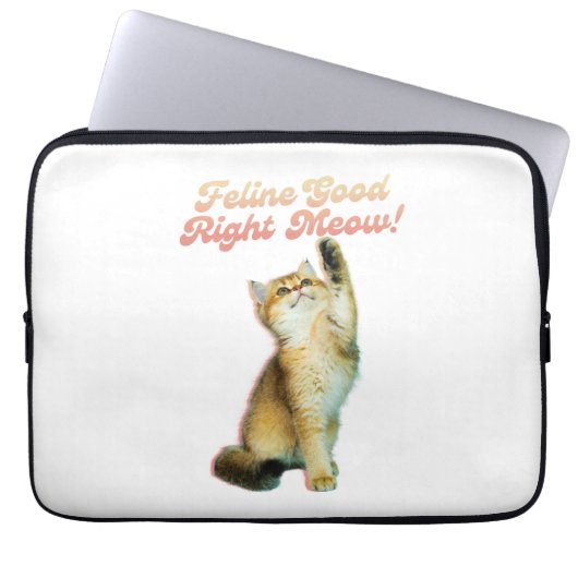 Feline Good Right Meow Funny Cat Zitat Niedlich Ki Laptopschutzhülle (Vorderseite)
