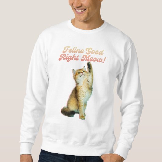 Feline Good Right Meow Funny Cat Zitat Niedlich Ki Sweatshirt (Vorderseite)