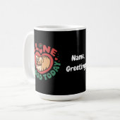 Feline Good Today Whimsical Cat Design Kaffeetasse (Vorderseite Links)