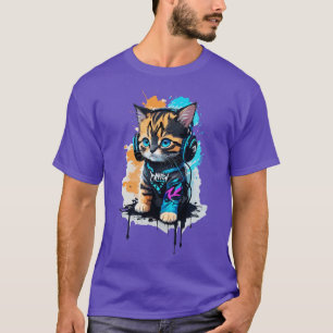 Feline Groove Abstrakt Vector Design eines Niedlic T-Shirt