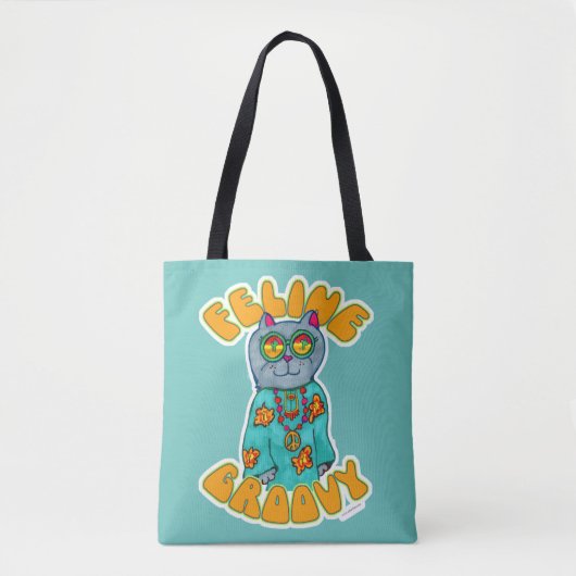Feline Groovy Hippie Cat Marker Design Tasche (Vorderseite)