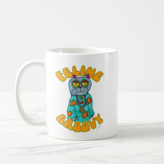 Feline Groovy Hippie Style Cat Art S Kaffeetasse (Links)