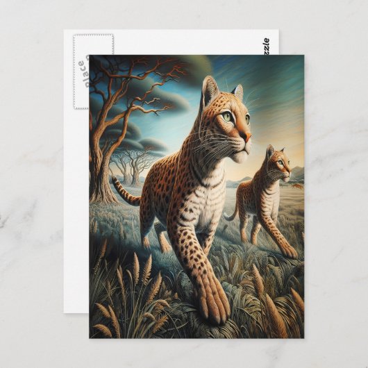 Feline Harmonie in Wildblumen Postkarte (Vorne/Hinten)