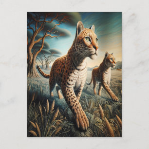 Feline Harmonie in Wildblumen Postkarte