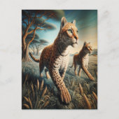 Feline Harmonie in Wildblumen Postkarte (Vorderseite)