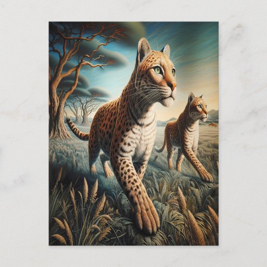 Feline Harmonie in Wildblumen Postkarte (Vorderseite)