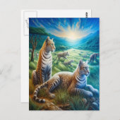 Feline Harmony in Meadow Postkarte (Vorne/Hinten)