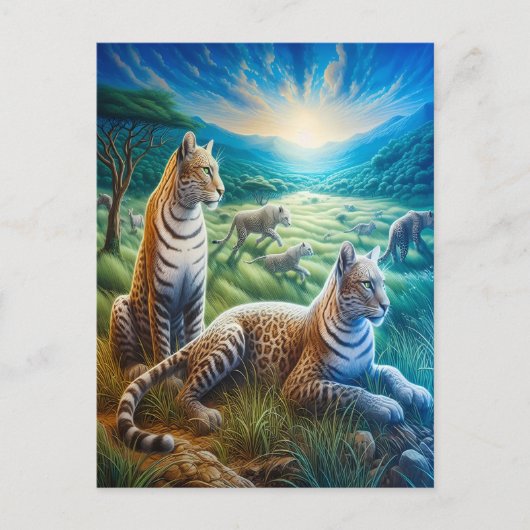 Feline Harmony in Meadow Postkarte (Vorderseite)