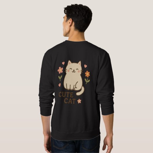 Feline in Bloom Sweatshirt (Schwarz voll)