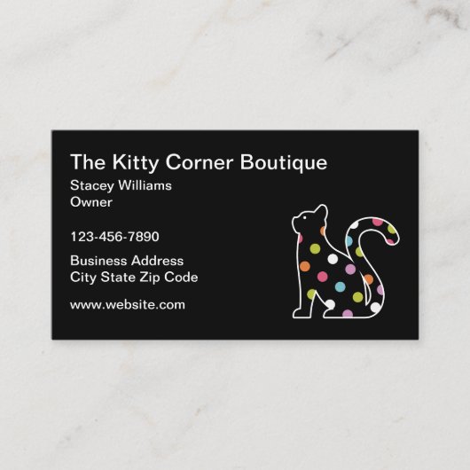 Feline Kitty Cat Boutique Business Cards Visitenkarte (Vorderseite)