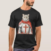 Feline Knight Templar The Crusader Cat T-Shirt (Vorderseite)