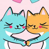 Feline Liebe Duschvorhang