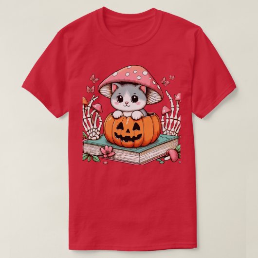 Feline Lover Skeleton Hand Halloween Pet Women Gir T-Shirt (Design vorne)
