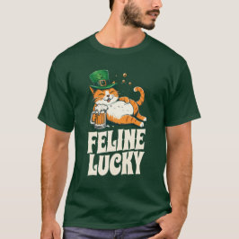 Feline Lucky St. Patricks Day Irish Cat T-Shirt