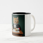 Feline Maestro: Zwei-Tone-Kaffee-Tasse Zweifarbige Tasse (VorderseiteRechts)
