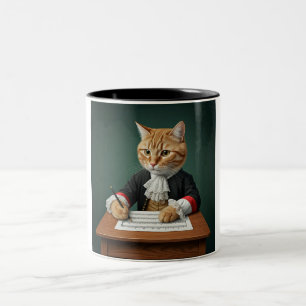 Feline Maestro: Zwei-Tone-Kaffee-Tasse Zweifarbige Tasse