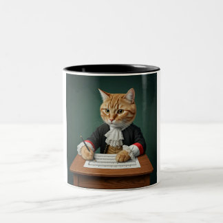 Feline Maestro: Zwei-Tone-Kaffee-Tasse Zweifarbige Tasse