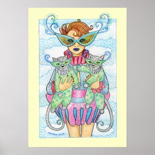 Feline Masquerade Print Poster (Vorne)